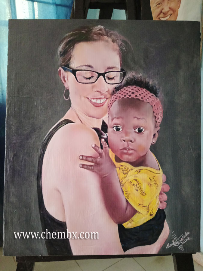 African woman painted with oil on canvas – custom gift art